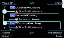 Come richiamare le informazioni sul traffico TMC/TMCpro